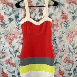 Vintage Colorblock Strappy Dress